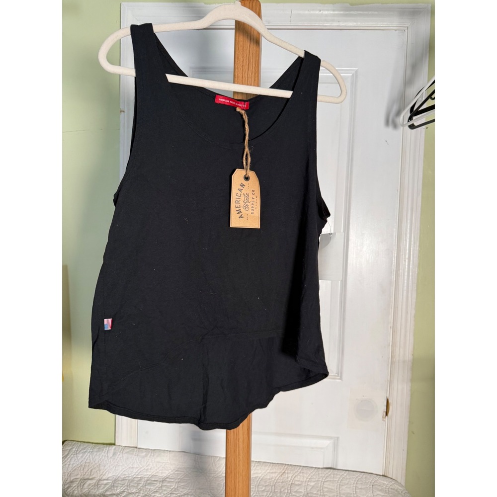 American Made Supply Co Womens Black High Low Scoop Neck Tank Top NWT